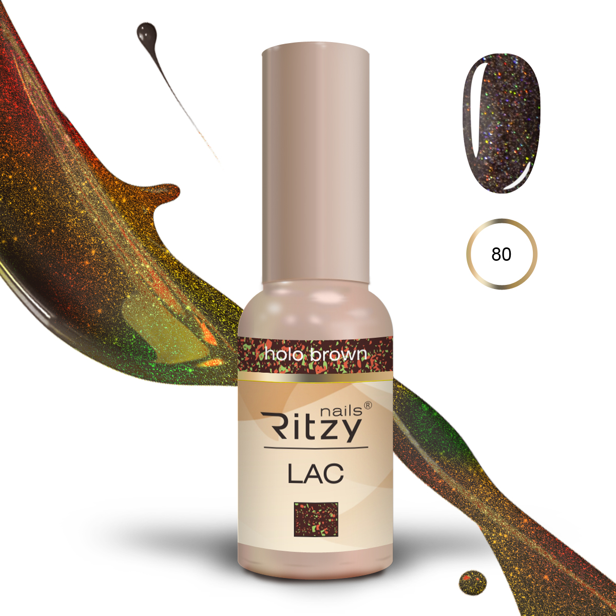 Ritzy Lac 80 Holo Brown/gel polish 9ml